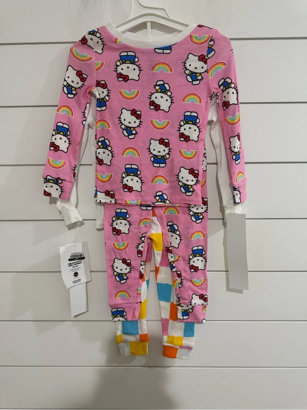 Sanrio Hello Kitty & My Melody Kids Pajama Set - White, Pink, Rainbow